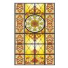 Yellow Privacy Static Window Film European Style Stained Glass Window Film Church No Glue Frosted Window Film,15x47 inch