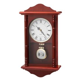 Grandfather Clock, 18 in Classic Vintage Pendulum Clock, Pine Wood & MDF Wall Clocks with Quartz Movement and Quiet Design, for Living Room, Bedroom,