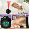 LED Projection Alarm Clock Digital LCD Display Voice Talking Weather Snooze USB
