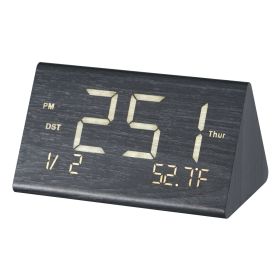 Digital Alarm Clock, Wooden Desk Clock with Dual Alarm, USB Port, Snooze, Night Light, Voice Control, Adjustable Volume, Bedside Desktop Clock with C