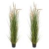 Artificial Grass Plant, 2 Pack 59 inch Horsetail Reed Grass in Pot, Premium PVC Faux Fake Greenery Shrubs Plant for Indoor Outdoor House Home Garden