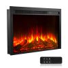 Electric Fireplace Insert, 40 inch Recessed and Wall Mounted with Adjustable Flame Color Brightness & 8h Timer & Remote Control, Indoor Heater w/ 750