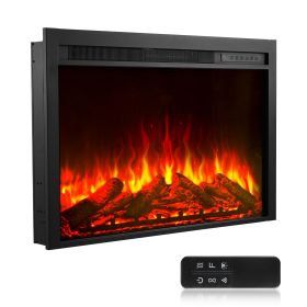 Electric Fireplace Insert, 40 inch Recessed and Wall Mounted with Adjustable Flame Color Brightness & 8h Timer & Remote Control, Indoor Heater w/ 750