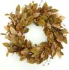 20-inch fall wreath adorned with brown magnolia leaves and small pomegranate berries, suitable for home, outdoor, farmhouse, porch, wall, and window