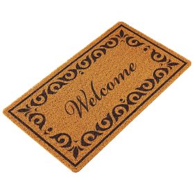 Door Mat, Welcome Doormat for Outdoor Entrance, 29.5" x 17" All-Weather Faux Coir Entryway Mat with Non-Slip Backing, Low-Profile & Easy-to-Clean Fro
