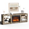 70 inch washed gray double-sided cross fireplace cabinet 177.8 * 34.5 * 60cm 23 inch fireplace core