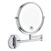 8 Inch LED Wall Mount Two-Sided Magnifying Makeup Vanity Mirror 12 Inch Extension Chrome Finish 1X/3X Magnification Plug 360 Degree Rotation Waterpro