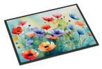 Anemones in Watercolor Doormat Front Door Mat Indoor Outdoor Rugs for Entryway, Non Slip Washable Low Pile, 24H X 36W