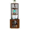 Corner Shelf with Doors, 65" Corner Cabinet & Wine Glass Rack, 6 Tier Bookshelf Display, Freestanding Corner Storage Stand[Unable ship weekends, TK/T