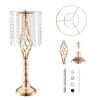 10PCS 55cm/21.65' Tall Crystal Wedding Flower Stand, Metal Wedding Centerpiece Vase, Gold Flower Holders Floral Display Rack for Tables Wedding Dinne