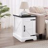 Farmhouse end table Nightstand Rectangular Farmhouse End Table with Barn Door and Adjustable Storage Shelf, Rustic Sofa Side Table for Living Room, B