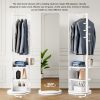 360° Rotating 69"x16" Multifunctional Full Length Mirror with Hook Storage Rack Coat Rack with Mirror Solid Wood Floor Mirror Bedroom Living Room Clo