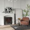 29" Modern Fireplace Mantel Surround Mantels for Fireplace with Decorative Geometric Pattern, White