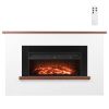 65.5 inch Freestanding Fireplaces, 1500W 5120BTU Fake Electric Fireplace Stove Heater with Mantel, Overheating Protection, Adjustable Flames,Timer, R
