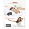 Digital Alarm Clock, Wooden Desk Clock with Dual Alarm, USB Port, Snooze, Night Light, Voice Control, Adjustable Volume, Bedside Desktop Clock with C
