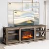 70 inch washed gray double-sided cross fireplace cabinet 177.8 * 34.5 * 60cm 23 inch fireplace core