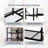 58" Weathered Wood Fireplace TV Stand Console Table with 4 Shelves, for 18" Electric Fireplace Insert