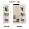 Wall Mounted Full Length Mirror, Full Body Mirror with Shelf, Full Body Mirror with Hook Wall Mounted Mirror with Multifunctional Design Panel, Bedro