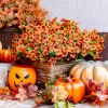 Artificial autumn flowers, outdoor fake chrysanthemums, fake plants, UV resistant and colorfast, simulated plastic greenery for gardens, porches, ter