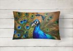 Watercolor Birds Throw Pillow Throw Pillow for Indoor Couch Bed Outdoor Patio Washable, Peacock 3255,12Hx16W