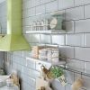 White Floating Shelves - Set of 2, Wall Mounted Hanging Shelves with Gold Towel Bar, Decorative Storage Shelves for Bathroom, Kitchen, Living Room an