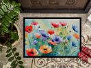 Anemones in Watercolor Doormat Front Door Mat Indoor Outdoor Rugs for Entryway, Non Slip Washable Low Pile, 24H X 36W