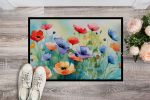 Anemones in Watercolor Doormat Front Door Mat Indoor Outdoor Rugs for Entryway, Non Slip Washable Low Pile, 24H X 36W