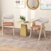 Mid Century Wooden Accent Chairs with Leathaire Seat Cushions Set of 2