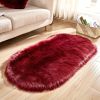 1pc Super Soft Area Rug, Plush Fluffy Faux Sheepskin Oval Floor Mat For Living Room Bedroom, Machine Washable Bedside Rugs, Shaggy Plush Carpet Faux