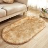 1pc Super Soft Area Rug, Plush Fluffy Faux Sheepskin Oval Floor Mat For Living Room Bedroom, Machine Washable Bedside Rugs, Shaggy Plush Carpet Faux