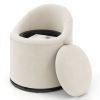 Barrel Chair with Storage 360° Swivel Upholstered Vanity Chair